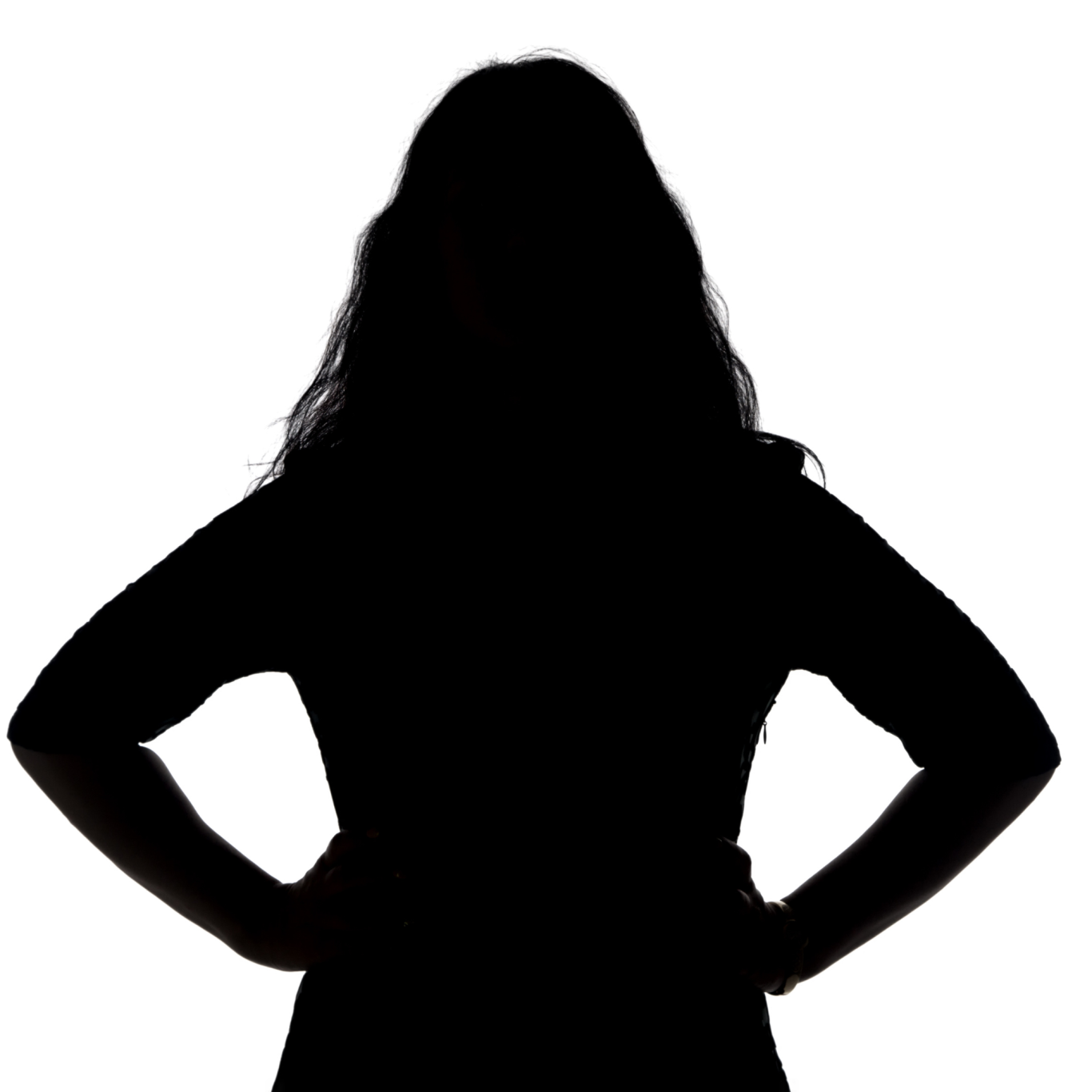 Sister-Anonymous Silhouette of a person with hands on hips, facing away from the viewer.