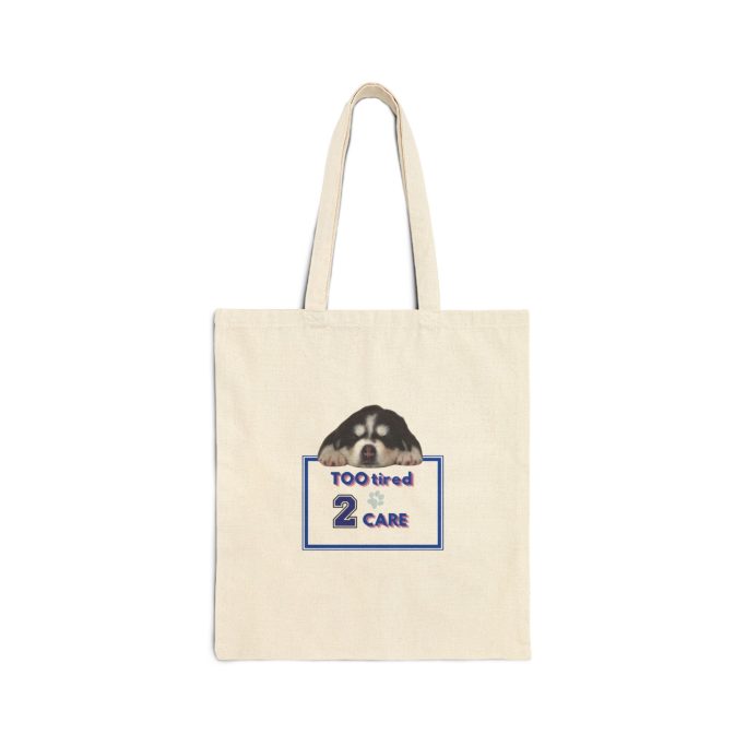Beige tote bag with a mountain graphic and the text "100% 2 CARE."